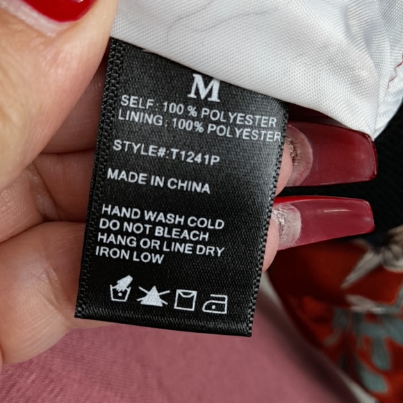 Floral Burgundy Lightweight Bomber Zipper Jacket - Picture 8 of 9